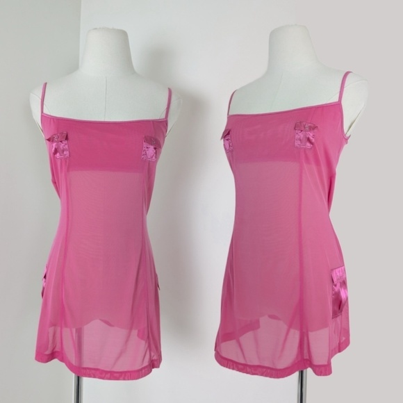 La SENZA Other - Pink Sheer Mesh Mini Slip Dress La Senza Square Neckline Straps Tank Sleeveless